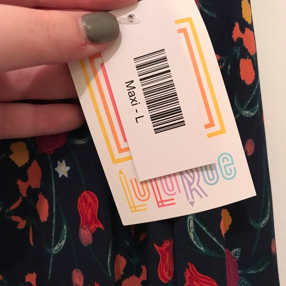 Lularoe Maxi, BNWT, Large, Navy with floral - Picture 2 of 3